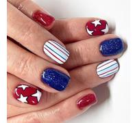Appuyez Sur Les Clous De Cloue Fake Independence Day Glues Artificial On Square False 4 Juillet Manucure Decors Independence Day French Tip Press On Nail
