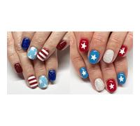 Appuyez Sur Les Ongles 4 Juillet Faux Nails Independence Day Glues On Patriotic Faux Complets Couvertures Fake Independence Day French Tip Press Nail