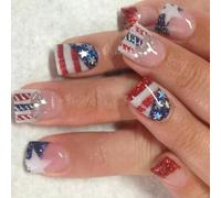 Appuyez Sur Les Ongles 4 Juillet Faux Nails Independence Day Glues Sur Patriotic Faux Complets Complets Fake Glues Nail