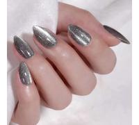 Appuyez sur les ongles amande faux avec des yeux de chats conçoit des colles sur de faux yeux de chats artificiels brillants appuyez sur les ongles