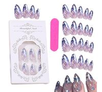 Appuyez Sur Les Ongles Amande Medium - Appuyez Sur Les Ongles Amande French Tip | Kit De Faux Ongles Amande De Longueur Moyenne, Couverture Complète En 12 Tailles Pour Les Amateurs De Manucure, À La