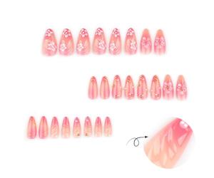 Appuyez sur les ongles artificiels avec des fleurs aquarelles Construction ABS Manucure de qualité salon pour un usage quotidien Ombres Floral Amande Presse sur les ongles