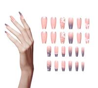 Appuyez sur les ongles avec des arcs, faux ongles avec charme, 24 pièces de presse à chaîne perles sur les ongles, la beauté des femmes, fausse tip, colle amovible sur faux accessoires pour l'école