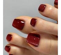 Appuyez Sur Les Ongles Courts Carrés De Faux Orteils Nails Français Pointes De Faux Onglet Stick Sur Des Pour Femmes 24pc