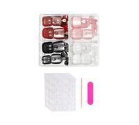 Appuyez sur les ongles des chats Yeux Faux ongles courts carrés Faux ongles courts avec design Couverture complète Bâton acrylique sur ongles d'orteil 96 pièces Conseils français Faux ongles avec