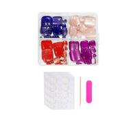Appuyez sur les ongles des chats Yeux Faux ongles courts carrés Faux ongles courts avec design Couverture complète Bâton acrylique sur ongles d'orteil 96 pièces Conseils français Faux ongles avec