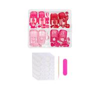 Appuyez sur les ongles des chats Yeux Faux ongles courts carrés Faux ongles courts avec design Couverture complète Bâton acrylique sur ongles d'orteil 96 pièces Conseils français Faux ongles avec