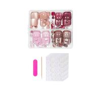 Appuyez sur les ongles des chats Yeux Faux ongles courts carrés Faux ongles courts avec design Couverture complète Bâton acrylique sur ongles d'orteil 96 pièces Conseils français Faux ongles avec
