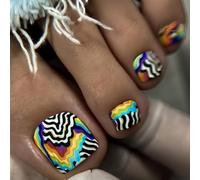 Appuyez sur les ongles des pieds Colle Printemps été sur les ongles des pieds 24 pièces UV réutilisables Ongles prêts à l'emploi Faux ongles en acrylique pour conseils français pour femmes Faux ongles