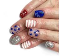 Appuyez Sur Les Ongles Du 4 Juillet Fausses D'indépendance Glues Les Couvertures Patriotiques Falles Glues L'ongle