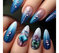 Appuyez sur les ongles en forme d'amande - Faux bâton brillant - Couverture naturelle complète - Clinique acrylique