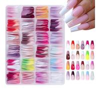 Appuyez sur les ongles, faux ongles à couverture complète - Faux ongles à coller français Ongles à pointe française,288 pièces d'ongles à pression portables à couverture complète pour amis, famille, f