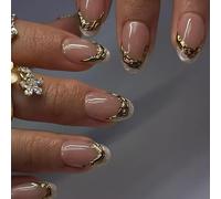 Appuyez sur les ongles Faux ongles en forme d'amande Bâton brillant sur Housses pleines naturelles Faux Clinique acrylique