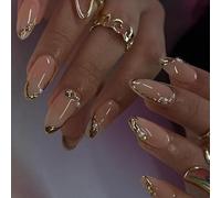 Appuyez sur les ongles Faux ongles en forme d'amande Bâton brillant sur Housses pleines naturelles Faux Clinique acrylique