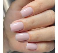 Appuyez sur les ongles Nudes faux carrés français conseils couvertures complètes faux avec des dessins 24 pièces à coller pour les femmes appuyez sur