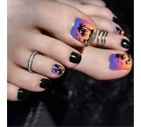 Appuyez Sur Les Ongles Spring Summers Colues Sur Les Ongles Des Orteils 24pcs Réutilisables Finir Faux Ongles