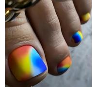 Appuyez Sur Les Ongles Spring Summers Colues Sur Les Ongles Des Orteils 24pcs UV Réutilisables Finir De Faux