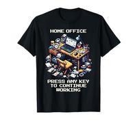Appuyez sur n'importe Quelle Touche pour Continuer à Travailler | Pixel Art Gamer Office T-Shirt