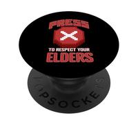 Appuyez sur X pour Respecter la Blague de Jeu de Vos Grands-Parents âgés PopSockets PopGrip Adhésif