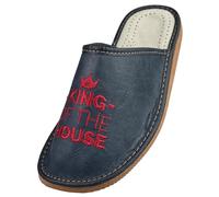 APREGGIO Chaussons Homme en Cuir - Mules Confortables 'King of the House' - Noir et Rouge - Taille 41