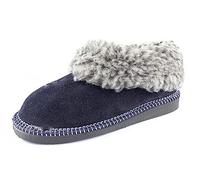 APREGGIO Chaussons Unisex Hiver - Pantoufles Chaudes en Cuir Fait Main pour Femme et Homme - Bleu - 43
