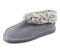 APREGGIO Chaussons Unisex Hiver - Pantoufles Chaudes en Cuir Fait Main pour Femme et Homme - Gris - 41