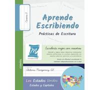 Aprende Escribiendo. Escritura a Mano, Manuscrita con los Estados y Capitales de los Estados Unidos. Libro Letra Cursiva Nivel 3. Repetición para ... enfoque: Escribe mejor con Memorescribe
