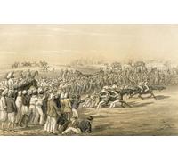 Après la marche de la journée vers le soulagement de Lucknow, la brigade navale a organisé des courses de buffles au campement près d'Onoa. From Recollections of a Winter Campaign in India 1857-58