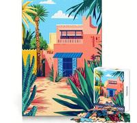 Après-midi dans Un Village Nord-Africain Puzzle Minimaliste pour Adultes 1000 pièces Exercice de logique Passe-Temps agréable Bords Nets Idée Cadeau (50x75cm)