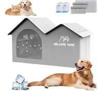 Après-shampoing 2025 pour chat, maison pour chien avec Ac, maison de refroidissement pliable pour animaux de compagnie avec air conditionnant 10 paquets de glace, pour petits chiens et chats (gris)
