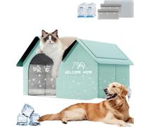 Après-shampoing 2025 pour chat, maison pour chien avec Ac, maison de refroidissement pliable pour animaux de compagnie avec air conditionnant 10 paquets de glace, pour petits chiens et chats (vert)