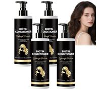 Après-shampoing à la biotine, soin cheveux clairsemés, épaississant et volumisant pour cheveux fins faibles, hommes femmes, formule légère, hydratation profonde, protection couleur (4pcs)