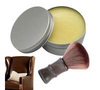 Après-shampoing pour meubles - Crème pour cuir - Baume pour meubles en cuir naturel avec brosse en poils de sanglier - Restaurateur de couleur de cuir, cire pour meubles pour éviter la sécheresse et