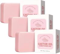 Après-shampoing solide à l'huile de ricin, shampoing solide, soin anti-frisottis nourrissant et apaisant, nettoie et réduit les frisottis, pour tous types de cheveux