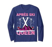 Apres Ski Girl Ski Lady Love Wine Skier Ski Manche Longue, Unisexe pour Adultes, Bleu Marine, L