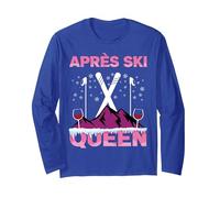 Apres Ski Girl Ski Lady Love Wine Skier Ski Manche Longue, Unisexe pour Adultes, Bleu Royal, M