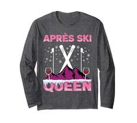 Apres Ski Girl Ski Lady Love Wine Skier Ski Manche Longue, Unisexe pour Adultes, Chiné Foncé, L