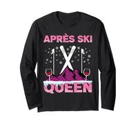 Apres Ski Girl Ski Lady Love Wine Skier Ski Manche Longue, Unisexe pour Adultes, Noir, S