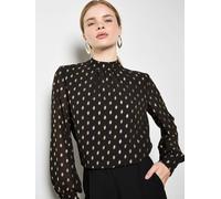 Apricot Apricot Black Foil Print High Neck Blouse