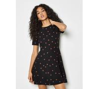 Apricot Apricot Black Polka Dot Knitted Short Sleeve Dress Black 16
