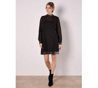 Apricot Apricot Black Sequin High Neck Trim Long Sleeve Dress Black EU 36 (UK 8)