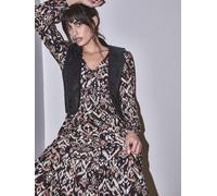 Apricot Apricot Black Tonal Ikat Button Midaxi Dress Black 14