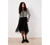Apricot Apricot Black Two in One Stripe Cardigan Tulle Skirt Dress Black EU 42 (UK 14)