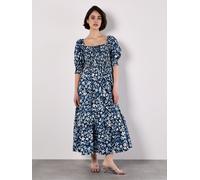 Apricot Apricot Blue Abstract Floral Print Milkmaid Dress Blue 16
