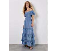 Apricot Apricot Blue Bardot Lace Detail Maxi Dress Blue EU 44 (UK 16)