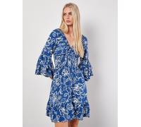 Apricot Apricot Blue Floral Sarasa Deep V Short Dress Blue EU 44 (UK 16)
