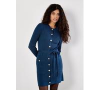 Apricot Apricot Blue Gold Button Two Poket Rib Mini Dress Blue EU 40 (UK 12)