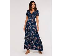 Apricot Apricot Blue Multi Watercolour Floral Smock Maxi Dress Blue Multi EU 54 (UK 26)