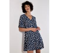 Apricot Apricot Blue Painterly Heart Print Angel Sleeve Dress Blue 10