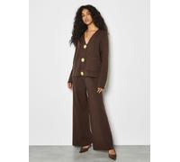 Apricot Apricot Brown Hammered Metal Button Cardigan